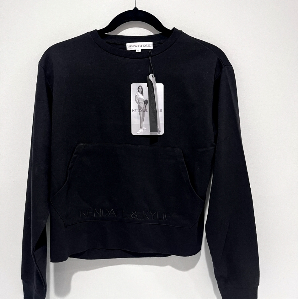 Kendall & kylie Women's Black Lightweight Sweatshirt Size M NWT
